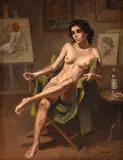 Oscar Palácios, Descanso e Vinho, 1988, óleo sobre tela