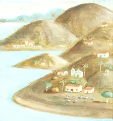 Paisagem com Casas by Fulvio Pennacchi, 1974, óleo sobre madeira, offered Aug 2023