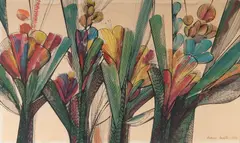Flores by Aldemir Martins, 1962, nanquim e ecoline sobre papel, offered Aug 2023
