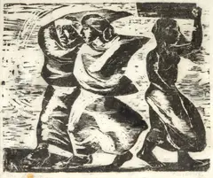 Figuras by Livio Abramo, 1940, xilogravura, offered Aug 2023