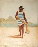 Virgílio Lopes Rodrigues, Pescador, 1924, óleo sobre tela