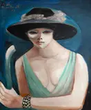 Di Cavalcanti, Mulher com Chapéu, 1974, óleo sobre tela
