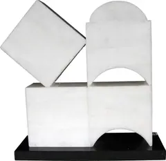 Sem Título by Paulo Rebocho, escultura em mármore branco e base de granito, offered Aug 2023