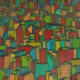 Claudio Tozzi, Trama Reticular Urbana, 1983, acrílica sobre tela colada em madeira