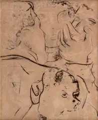 Figuras by Candido Portinari, 1940, monotipia, offered Aug 2023