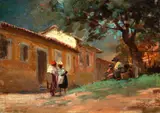Dario Mecatti, Cena Rural, óleo sobre madeira