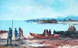 Jenner Augusto, Pescadoresde Mariquita, 1986, óleo sobre tela