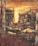 Casarios by José Paulo Moreira da Fonseca, óleo sobre tela, offered Jun 2023