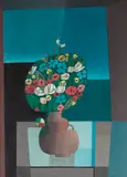 Inos Corradin, Flores com Pássaros, óleo sobre tela