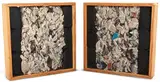 José Tannuri, Série Compreensão, 2005, assemblage com jornal, vidro e madeira