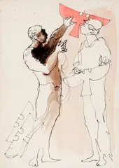 Figuras by Juarez Machado, nanquim e aquarela sobre papel, offered Jun 2023