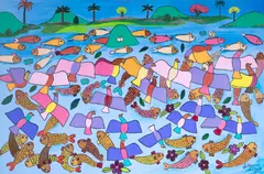 Ilhas by Waldomiro de Deus, 2020, acrilica sobre tela, offered Jun 2023