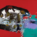 Realização do Gênio by Manabu Mabe, 1986, óleo sobre tela, offered Jun 2023