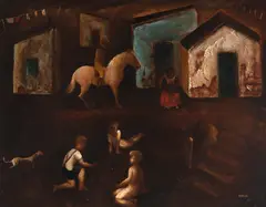 Orlando Teruz, Meninos Jogando Gude, 1941, óleo sobre tela