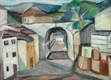 Aldo Bonadei, Paisagem, 1991, óleo sobre madeira