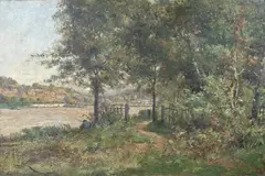 Henri Langerock, Paisagem com Rio, óleo sobre tela