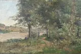 Henri Langerock, Paisagem com Rio, óleo sobre tela