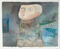 O Inventor by Figueiredo Sobral, 1977, guache sobre papel, offered Mar 2023