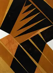 Geométrico Ocre by Emanoel Araujo, xilogravura, offered Mar 2023