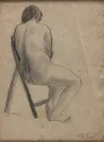 Nu Feminino sobre Cadeira de Armar by Francisco Rebolo, grafite sobre papel, offered Mar 2023