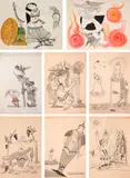 Gerda Brentani, 8 desenhos - Série bíblica, técnica mista sobre papel