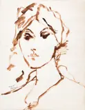 Retrato de Mulher by Augusto Rodrigues, óleo diluido sobre papel, offered Mar 2023