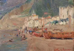 Barcos na Costa by Antonio Rocco, óleo sobre placa, offered Mar 2023
