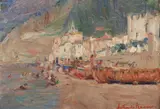 Antonio Rocco, Barcos na Costa, óleo sobre placa