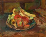 Jorge Mori, Frutas, 1951, óleo sobre cartão colado sobre madeira compensada