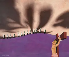 Dimas, o Bom Ladrão by Manezinho Araújo, 1973, óleo sobre tela, offered Mar 2023