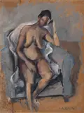 Antonio Helio Cabral, Nu Feminino, 1981, óleo sobre cartão