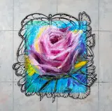 Roberto Camasmie, Lucky Rose I "Rosa da Sorte", 2022, tinta relevo, acrílica sobre tela