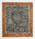 Rosa com margem marrom by Marina Caram, gravura em metal, offered Feb 2023