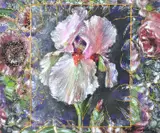 Roberto Camasmie, Welcome Flowers - Iris, 2022, tinta relevo, acrílica, crayon, nanquim e decoupage