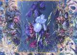 Roberto Camasmie, Welcome Flowers Iris e Borboletas, 2022, tinta relevo, acrílica, crayon, nanquim e decoupage