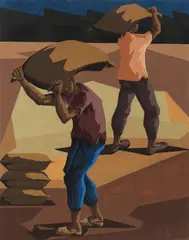 Colheita de Café by Clóvis Graciano, guache sobre cartão, offered Dec 2022