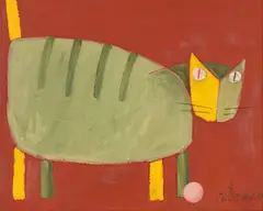 Gato by Gustavo Rosa, 1987, óleo sobre tela, offered Dec 2022