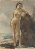 Lucílio de Albuquerque, Nu Femino na Praia, óleo sobre tela