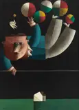 Inos Corradin, Equilibrista com Pássaro, óleo sobre tela