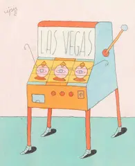 Las Vegas by Marcelo Cipis, nanquim, aquarela e ecoline sobre papel, offered Nov 2022