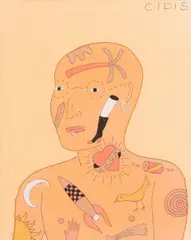 Sem Título by Marcelo Cipis, nanquim, aquarela e ecoline sobre papel, offered Nov 2022