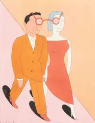 Casal by Marcelo Cipis, nanquim, aquarela e ecoline sobre papel, offered Nov 2022