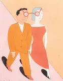 Marcelo Cipis, Casal, nanquim, aquarela e ecoline sobre papel