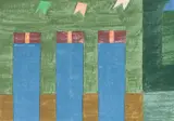 Fachada com Bandeirinhas by Alfredo Volpi, gravura, offered Oct 2022
