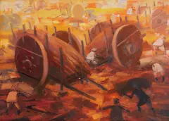 Colheita by Enrico Bianco, 2001, óleo sobre duratex, offered Oct 2022