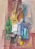 José Moraes, Composição com Viola Caipira, 1989, acrílica sobre tela