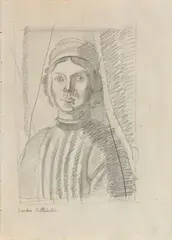 Retrato de Sandro Botticelli by Aldo Bonadei, grafite sobre papel, offered Oct 2022