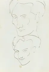 Dois Estudos de Autorretrato by Aldo Bonadei, nanquim sobre papel, offered Oct 2022
