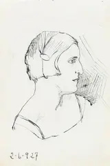 Mulher de Perfil by Aldo Bonadei, 1927, nanquim e grafite sobre papel, offered Oct 2022