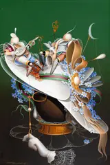 Com o Som na Cabeça by Roni Brandão, 1990, óleo sobre tela, offered Oct 2022
